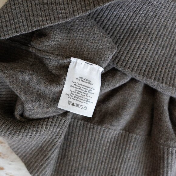 Eddie Bauer Sweater Men’s Size XL Gray Taupe Merino Wool Knit Cotton LS VNeck - Picture 7 of 7